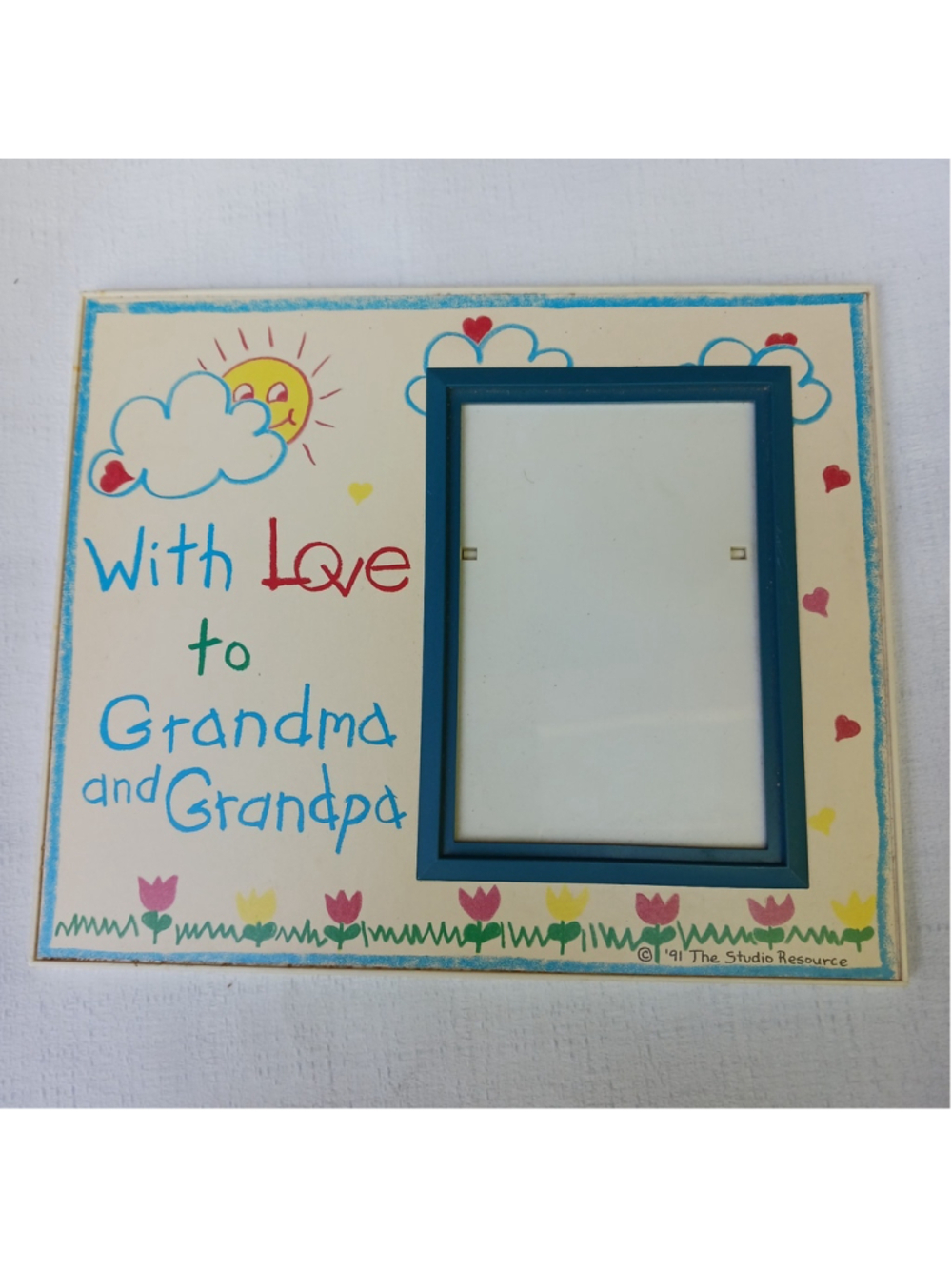 Vintage Picture Frame "With Love To Grandma and Grandpa" 3 x 5 Picture